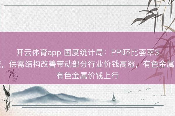 开云体育app 国度统计局：PPI环比荟萃3个月高涨，供需结构改善带动部分行业价钱高涨，有色金属价钱上行