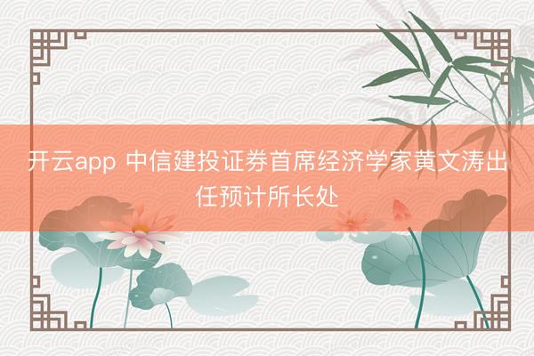 开云app 中信建投证券首席经济学家黄文涛出任预计所长处