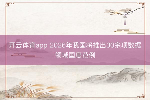 开云体育app 2026年我国将推出30余项数据领域国度范例