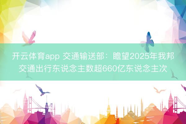 开云体育app 交通输送部：瞻望2025年我邦交通出行东说念主数超660亿东说念主次