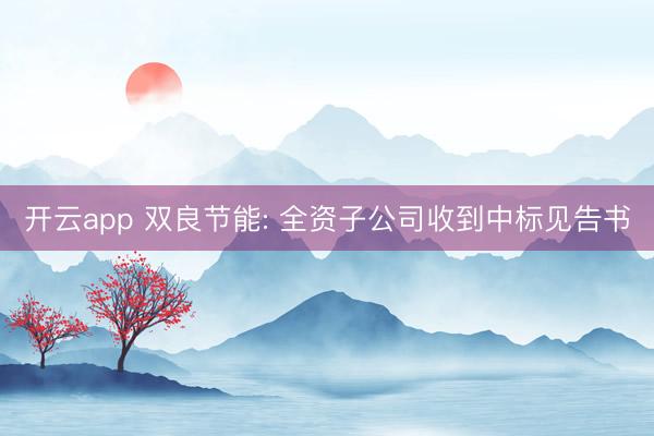 开云app 双良节能: 全资子公司收到中标见告书