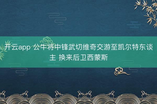 开云app 公牛将中锋武切维奇交游至凯尔特东谈主 换来后卫西蒙斯