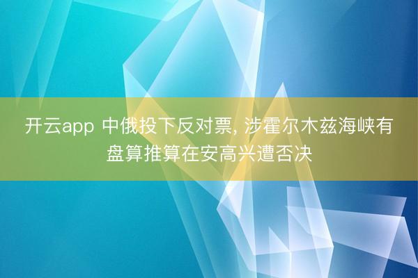 开云app 中俄投下反对票， 涉霍尔木兹海峡有盘算推算在安高兴遭否决