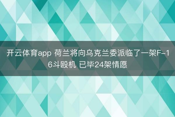 开云体育app 荷兰将向乌克兰委派临了一架F-16斗殴机 已毕24架情愿