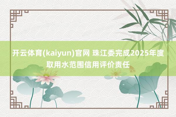 开云体育(kaiyun)官网 珠江委完成2025年度取用水范围信用评价责任