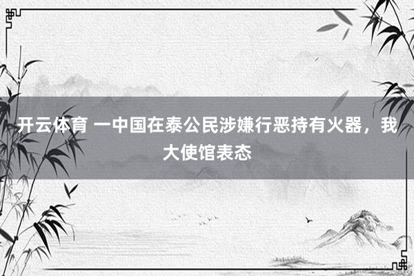 开云体育 一中国在泰公民涉嫌行恶持有火器，我大使馆表态