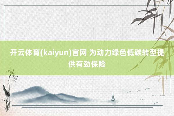 开云体育(kaiyun)官网 为动力绿色低碳转型提供有劲保险