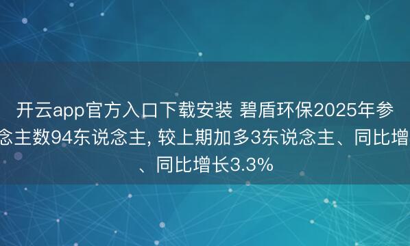 开云app官方入口下载安装 碧盾环保2025年参保东说念主数94东说念主, 较上期加多3东说念主、同比增长3.3%