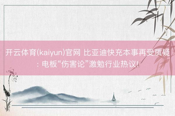 开云体育(kaiyun)官网 比亚迪快充本事再受质疑: 电板“伤害论”激勉行业热议!