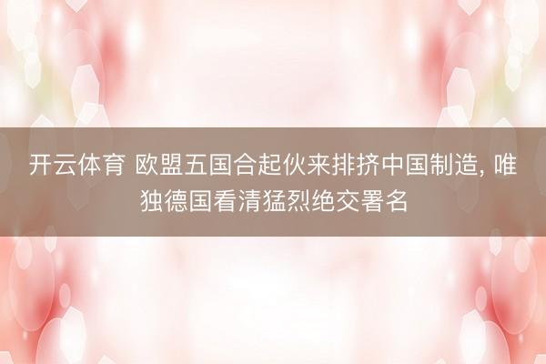 开云体育 欧盟五国合起伙来排挤中国制造， 唯独德国看清猛烈绝交署名