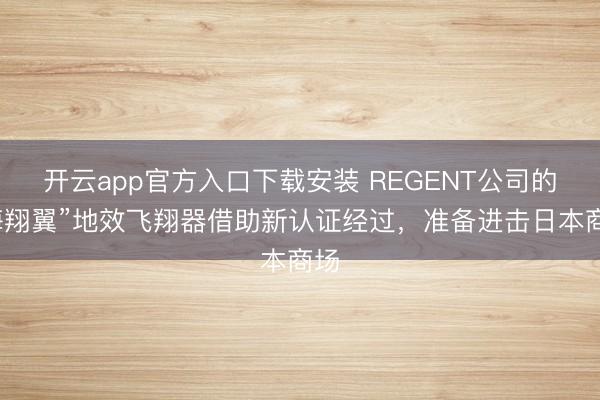 开云app官方入口下载安装 REGENT公司的“海翔翼”地效飞翔器借助新认证经过，准备进击日本商场