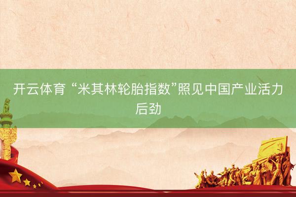 开云体育 “米其林轮胎指数”照见中国产业活力后劲